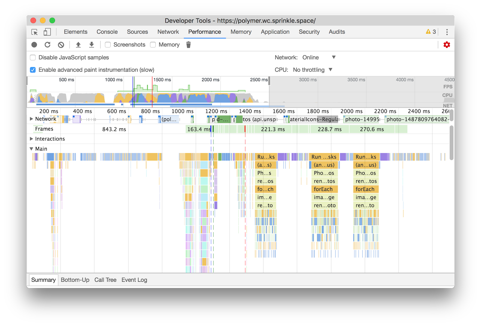 Loading timeline